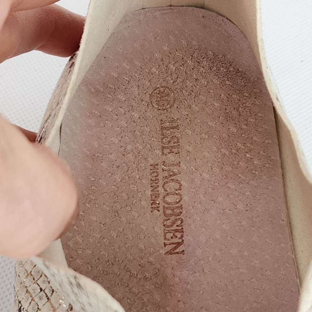 ILSE JACOBSEN Metallic Snakeskin Beige Slip On Shoes Flats & Loafers 40 9.5 - Picture 7 of 8